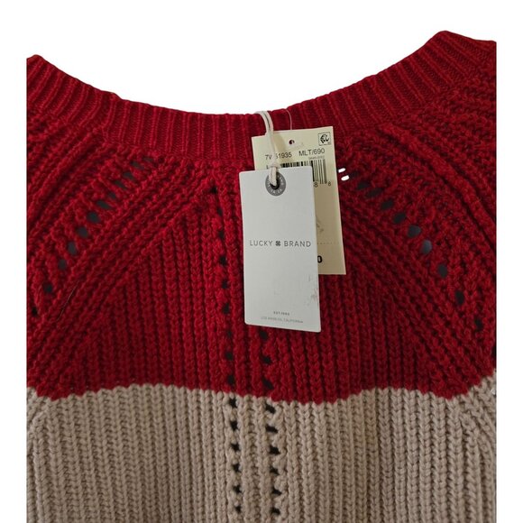 Lucky Brand Colorblock wide strip Sweater cottagecore warm soft boho academia - Picture 5 of 9